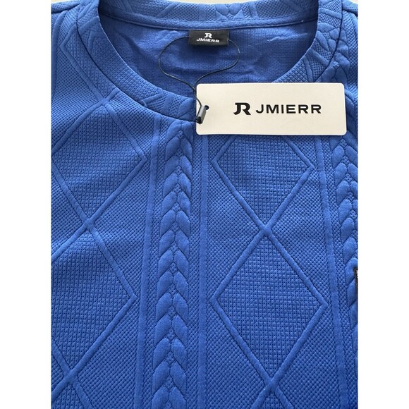 JMIERR Men Casual Long Sleeve Shirt Crew Neck Collar Pullover Sweatshirt XL blue - Picture 13 of 14